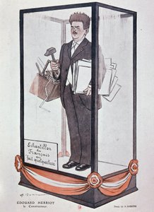 Karikatur von Barrère über Herriot in Fantasio: „Edouard Herriot: der Erbauer“ Beispiel des Franzosen, der etwas tut