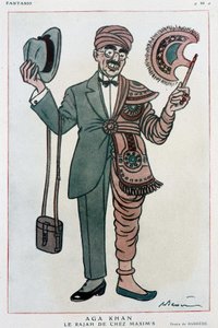 Komische Zeichnung von Barrere über Muhammad Chah Agha Khan III