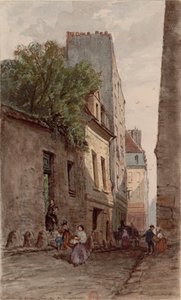 Haus des Diakons François de Pâris (1690-1727), Paris, rue des Bourguignons (heutiger Boulevard de Port-Royal). Zeichnung von Adrien Dauzats (1804-1868)