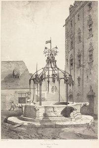 Brunnen des Schlosses von Nantes, Bretagne von Adrien Dauzats after Léon Gaucherel