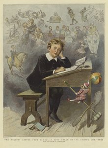 Der Ferienbrief aus der Schule (Farblithografie)