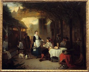 Ein Herr in einem Gasthaus des 17. Jahrhunderts. Gemälde von Adriaan de Braekeleer, 1868
