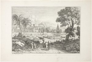 Landschaft mit zwei Palmen
