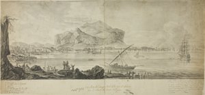 Ansicht der Stadt und des Hafens von Palermo mit Blick auf den Monte Pellegrino von Adrien Manglard