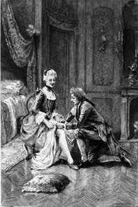 Gravur von Adrien Moreau, die „Candide“ von Voltaire illustriert