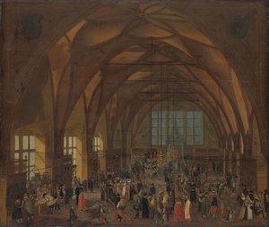 Das Innere der Vladislav-Halle, Prag von Aegidius Sadeler (II) (copy after)