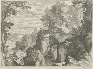 Berglandschaft mit einem Einsiedler