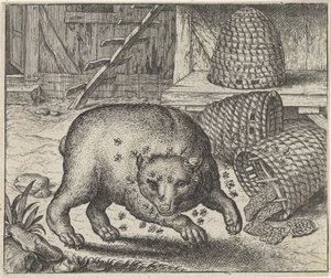 Fabel vom Bären und den Bienen von Egidius  Sadeler (II)