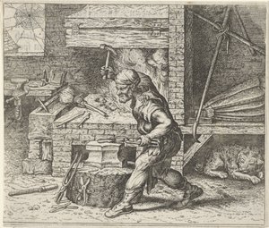 Fabel vom Schmied und dem Hund von Egidius  Sadeler (II)