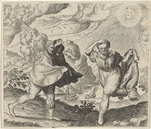 Fabel vom Wind, der Sonne und den Wanderern von Egidius  Sadeler (II)