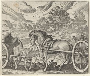 Fabel vom unzufriedenen Pferd und Esel von Egidius  Sadeler (II)