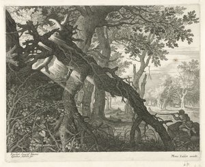 Kaninchenjagd in einer Waldlandschaft von Egidius  Sadeler (II)