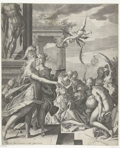 Minerva begleitet die Malerei zu ihrem Platz bei den Wissenschaften von Egidius  Sadeler (II)
