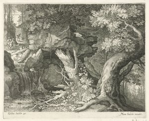 Reisende über einem Wasserfall von Egidius  Sadeler (II)