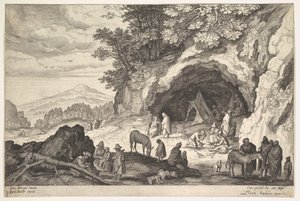 Gebirgige Landschaft mit einer Gruppe von Zigeunern, 1586-1629 von Aegidius Sadeler II