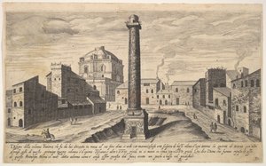 Tafel 31: Ansicht der Trajanssäule, gezeigt mit ihrem aus der Erde ausgegrabenen Sockel, su..., 1606 von Aegidius Sadeler II