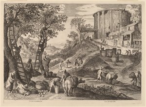 September und Oktober von Aegidius Sadeler II after Paul Bril