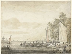 Boote an einem Steg in einem Fluss