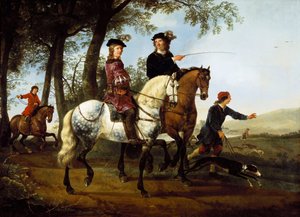 Landschaft mit Jägern auf dem Weg zur Jagd, frühe 1650er