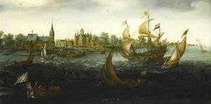 Die Eendracht vor IJsselmonde, 1618 von Aert Anthonisz
