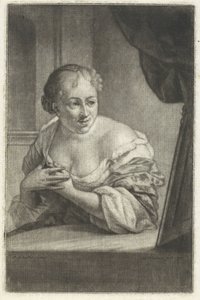Frau vor einem Spiegel von Aert Schouman