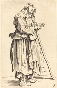 Bettlerin erhält Almosen von After Jacques Callot