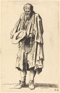 Bettler mit Rosenkranz von After Jacques Callot