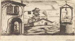 Landschaft mit einem Brunnen von After Jacques Callot