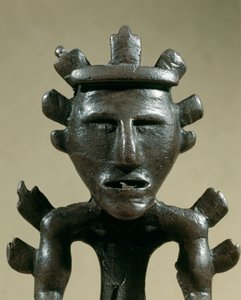 Prähistorie: bronzene Kriegerfigur aus dem Schatz von Galic (Kostroma, Russland). 1500 v. Chr. Bronzezeit von Age Bronze
