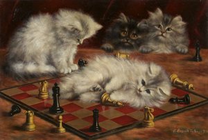 Katzen mit einem Schachbrett von Agnes Augusta Talboys