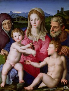 Heilige Familie mit St. Anna und dem kleinen St. Johannes dem Täufer, um 1550 von Agnolo Bronzino
