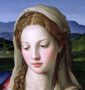 Heilige Familie mit St. Anna und dem kleinen Johannes dem Täufer (Detail) von Agnolo Bronzino