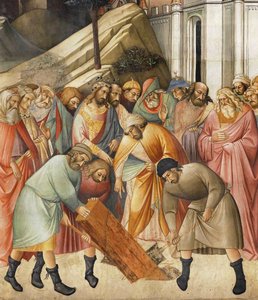 König Salomo begräbt einen der Balken des Kreuzes, ca. 1380