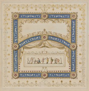 Deckenentwürfe im antiken Stil, mit zentralen Szenen der Götter in Friesen von Agostino (attr.) Brunias