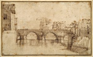 Die Isola Tiberiana, Rom von Agostino (attr. to) Carracci