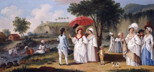 Mulattinnen am Ufer des Flusses Roseau, Dominica