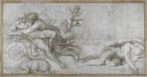 Cephalus wird von Aurora in ihrem Wagen entführt, Karton für ein Fresko in der Galerie des Palazzo Farnese, Rom, ca. 1599