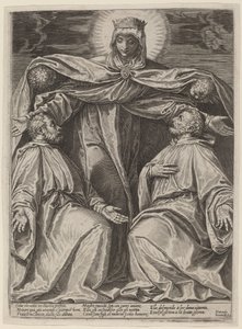 Die Madonna, die zwei Mitglieder einer Bruderschaft beschützt von Agostino Carracci after Veronese