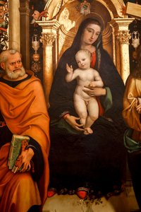 Madonna mit Kind und Heiligen. 16. Jahrhundert