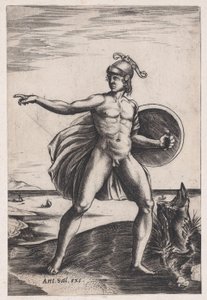 Ein Krieger, ca. 1514-36 von Agostino Veneziano