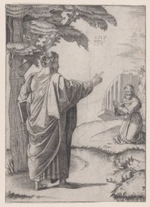 Heiliger Paulus und der Franziskanermönch, datiert 1517 von Agostino Veneziano