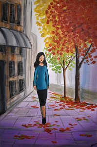 Herbstspaziergang der Frau