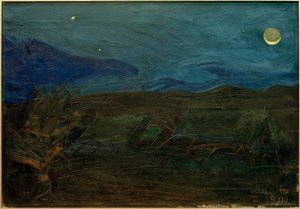 Zelte im Mondschein von Akseli Valdemar Gallen Kallela