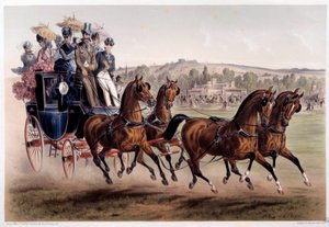 Postkutsche, die Rückkehr der Rennen. Druck von Albert Adam (1833-?) 19. Jahrhundert