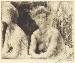 Nackte Frau bei einem Spiegel von Albert Besnard