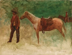 Stehender Cowboy mit Pferd von Albert Bierstadt