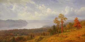 Blick auf den Hudson über den Tappen Zee in Richtung Hook Mountain, 1866 von Albert Bierstadt