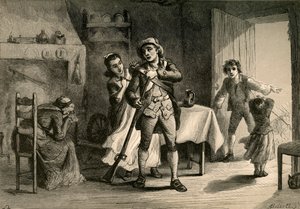 Ein Minuteman bereitet sich auf den Krieg vor, 1877 von Albert Bobbett
