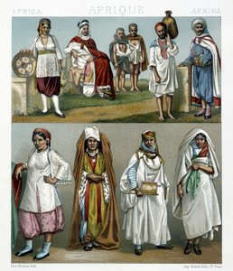 Barbareske Kostüme (Afrika). Illustration in „Le costume historique“ von Racinet