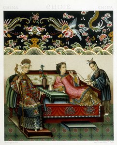 Kostüm der chinesischen Kaiserin. Chromolithographische Platte - in „Le costume historique“ von Racinet von Albert Charles August Racinet